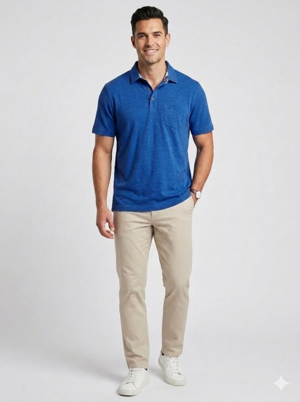 Tailor Vintage Mens Polo Short Sleeve Shirt Sz Large Cotton Preppy Solid Casual